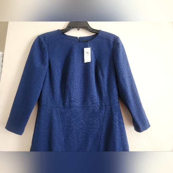 Ann Taylor Sheath Dress Flounced Hem 3/4 Sleeves Royal Blue Sz 2 NWT - Picture 6 of 16
